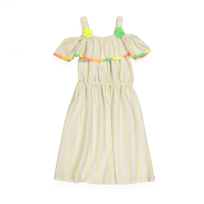 NEON KETEN PAPATYA ELBİSE