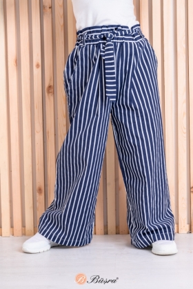 ÇİZGİLİ KEMERLİ PANTOLON