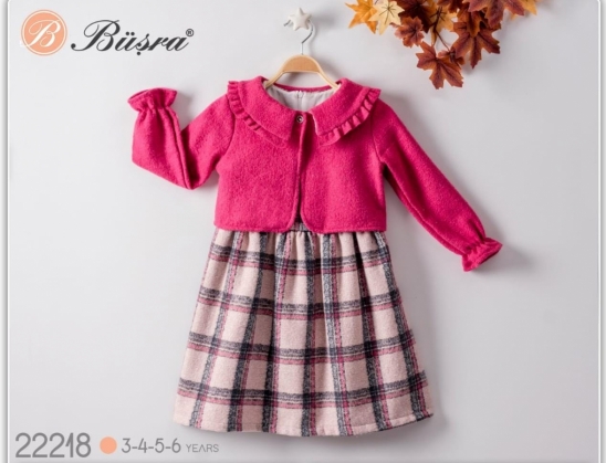 YAKASI FIRFIRLI CEKETLİ ELBİSE