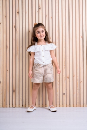 BRODELİ ÇİZGİLİ ŞORT TAKIM