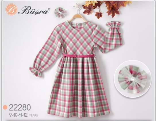 SAÇ TOKALI EKOSE ELBİSE 